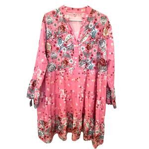 Womens Pink Baby Doll Dress 4XL Floral Short Fairy Cottagecore Whimsy Festival